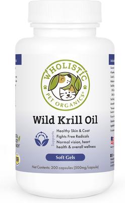 Krill Oil Capsules Supplement for Dogs & Cats, 200 count