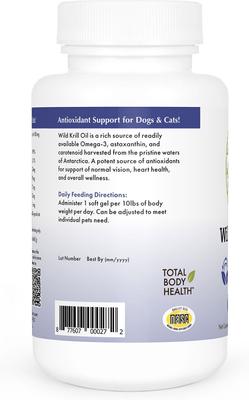 Krill Oil Capsules Supplement for Dogs & Cats, 200 count