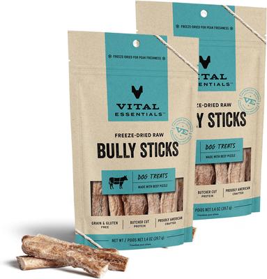 Bully Sticks Treats Freeze-Dried Raw Dog Treats, 1.4-oz bag, bundle of 2