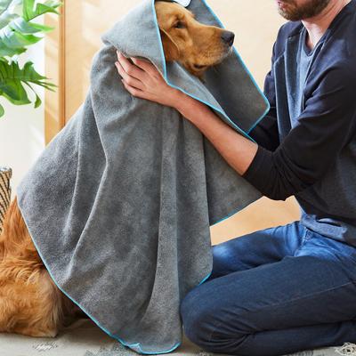 Toalla de baño de microfibra para perros y gatos, gris, 44 pulgadas, 2 unidades