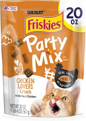 Galletas crujientes para gatos Party Mix Chicken Lovers Crunch, bolsa de 20 oz
