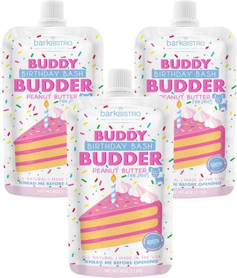 Birthday Bash Buddy Budder Grain-Free Lickable Dog Treat, 4-oz pouch, 3 count