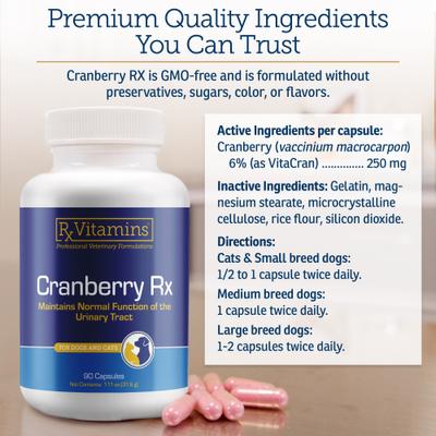 Cranberry Rx Capsules Urinary Supplement for Cats & Dogs, 90 count