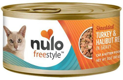 Shredded Turkey & Halibut in Gravy Grain-Free Canned Cat Food, 3-oz can, case of 48