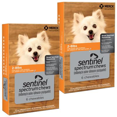 Masticables para perros, 2-8 libras, (caja naranja), 12 masticables (suministro para 12 meses)