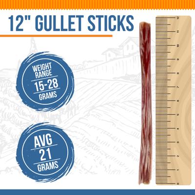 Gullet Sticks - Masticables para perros con sabor a carne de res de 30 cm (12 unidades)