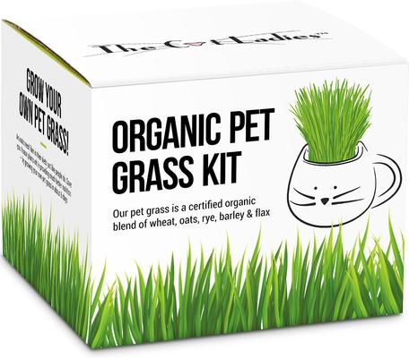 Organic Pet Grass Grow Kit with Planter, White