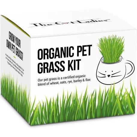 Kit de cultivo de césped orgánico para mascotas con macetero, color blanco