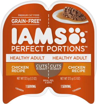 Perfect Portions Healthy Adult Chicken Recipe Grain-Free Cuts in Gravy Wet Cat Food Trays, 2.6-oz, case of 24 twin-packs