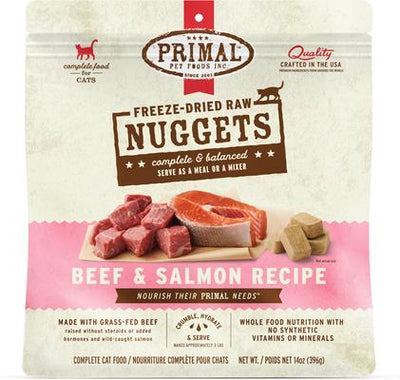 Beef & Salmon Formula Nuggets Grain-Free Raw Freeze-Dried Cat Food, 14-oz bag