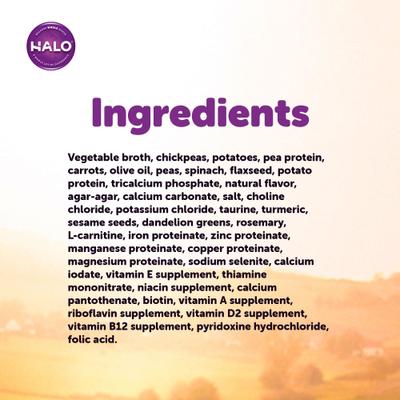 Paquete: Comida enlatada Halo Holistic Garden of Vegan Recipe, 13 oz, caja de 12 + Alimento vegano para perros Complete Digestive Health Plant-Based Recipe con superalimentos. Alimento seco para perros.