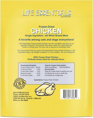 Life Essentials Chicken Freeze-Dried Cat & Dog Treats, 5-oz bag, bundle of 2