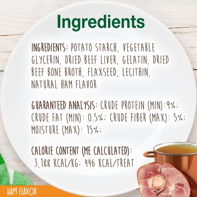 Golosinas para perros con sabor a jamón y hueso de caldo Healthy Edibles, grandes, 1 unidad