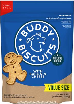 Bundle: Variety Pack - Buddy Biscuits with Bacon & Cheese Oven Baked Dog Treats, Chicken & Peanut Butter Flavors