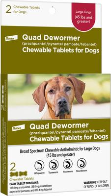 Quad Dewormer for Hookworms, Roundworms, Tapeworms & Whipworms for Large Breed Dogs, 2 count