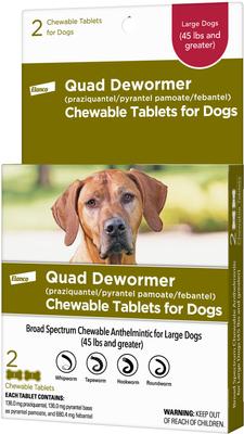 Quad Dewormer for Hookworms, Roundworms, Tapeworms & Whipworms for Large Breed Dogs, 2 count