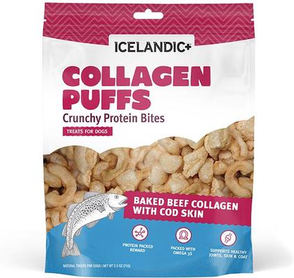 Beef Collagen & Fish Puffs Bites Dehydrated Dog Treats, 2.5-oz bag