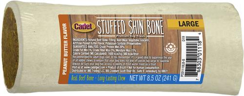 Stuffed Shin Bone Dog Treat, Peanut Butter, 5-in, bundle of 2