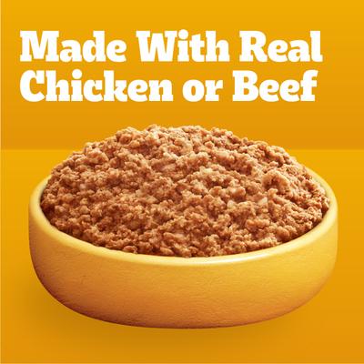 Chopped Ground Dinner Variety Pack Chicken, Filet Mignon & Beef Wet Dog Food, 3.5-oz pouch, bundle of 36