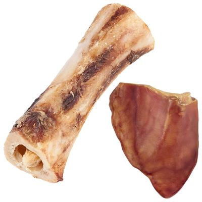 Bundle: Bones & Chews Roasted Marrow Bone 6" + Pig Ear Chews Dog Treats