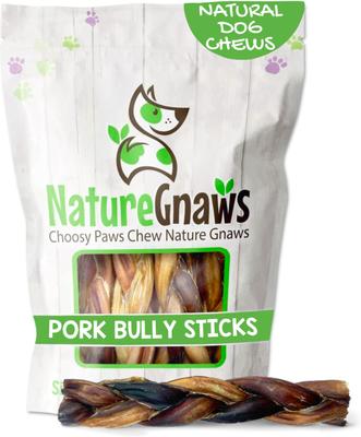 Palitos de cerdo trenzados Bully Sticks para perros, 5 a 6 pulgadas, 20 unidades