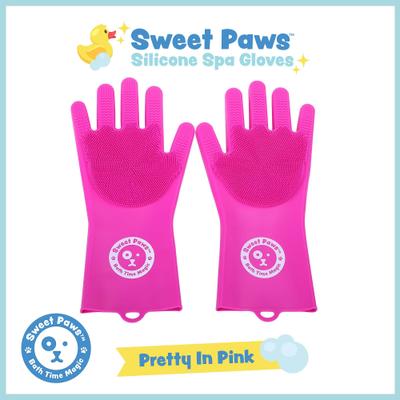 Silicone Spa Dog & Cat Bathing & Grooming Gloves, 2 count, Pretty In Pink