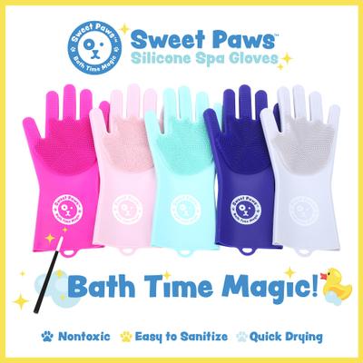 Silicone Spa Dog & Cat Bathing & Grooming Gloves, 2 count, Pretty In Pink