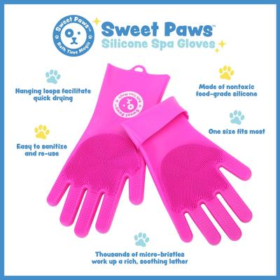 Silicone Spa Dog & Cat Bathing & Grooming Gloves, 2 count, Pretty In Pink