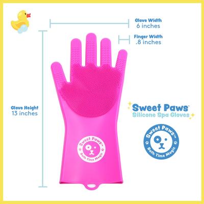 Silicone Spa Dog & Cat Bathing & Grooming Gloves, 2 count, Pretty In Pink