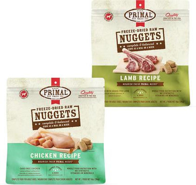 Bundle: Primal Chicken Formula + Lamb Formula Nuggets Freeze-Dried Dog Food