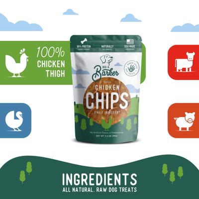 Whole Chicken Chips Natural Single Ingredient Dog Treats, 3.5-oz, case of 4