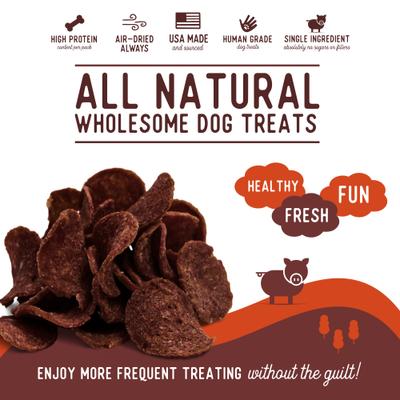 Whole Pork Chips Natural Single Ingredient Dog Treats, 3.5-oz, case of 4