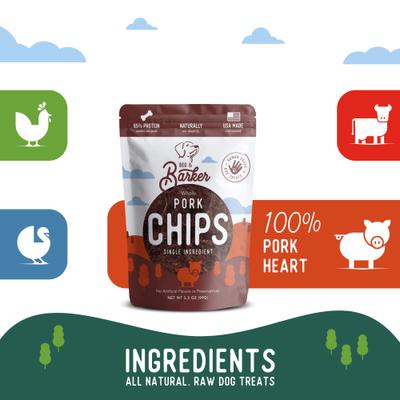 Whole Pork Chips Natural Single Ingredient Dog Treats, 3.5-oz, case of 4