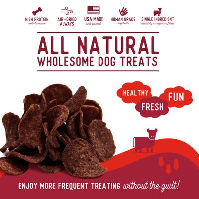 Whole Beef Chips Natural Single Ingredient Dog Treats, 3.5-oz, case of 4