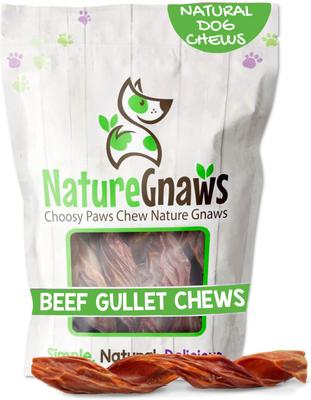 Golosinas masticables naturales para perros Beef Gullet Springs de 7 a 8 pulgadas, paquete de 6