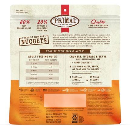 Paquete: Alimento liofilizado para perros Primal Beef Formula + Chicken Formula Nuggets