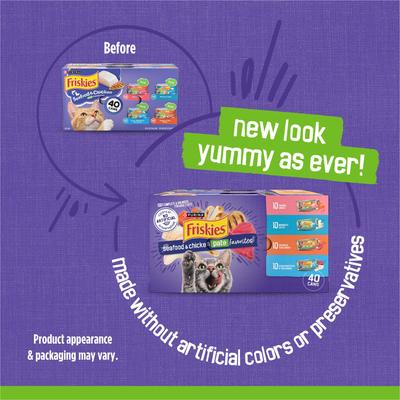 Purina Friskies Seafood & Chicken Pate Favorites Variety Pack Wet Cat Food, 5.5-oz can, case of 80