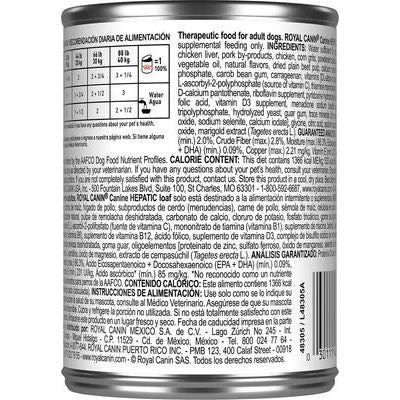 Alimento enlatado para perros adultos Hepatic Loaf, 13.7 oz, caja de 24