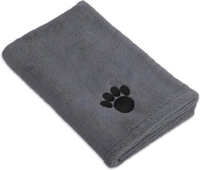 Embroidered Paw Dog & Cat Towel, Gray