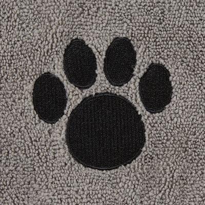 Embroidered Paw Dog & Cat Towel, Gray