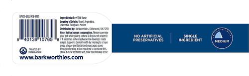 Beef Rib Bone Dog Treat, 4 count