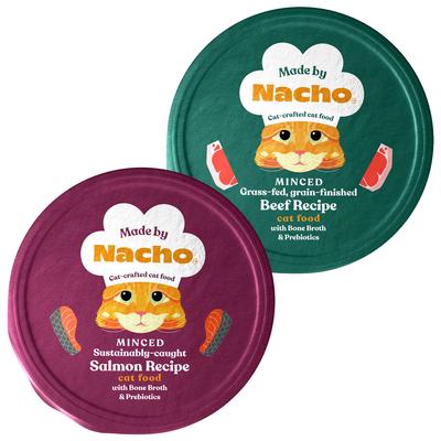 Bundle: Made by Nacho Minced Salmon Recipe + Minced Beef Recipe with Bone Broth Wet Cat Food