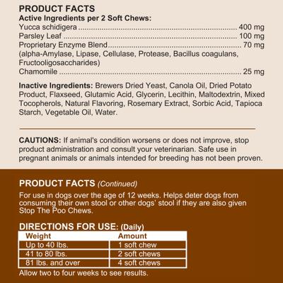 Stop The Poo Soft Chew Coprophagia & Digestive Supplement for Dogs, 120 count