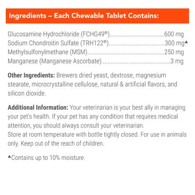 Cosequin Joint Health Supplement with Glucosamine, Chondroitin & MSM Chewable Tablets for Dogs, 250 count