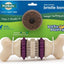 Bundle: Busy Buddy Bristle Bone Treat Dispenser Dog Chew Toy + Peanut Butter & Rawhide Variety Pack Refill Rings Dog Treat, 24 count