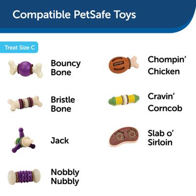 Bundle: Busy Buddy Bristle Bone Treat Dispenser Dog Chew Toy + Peanut Butter & Rawhide Variety Pack Refill Rings Dog Treat, 24 count