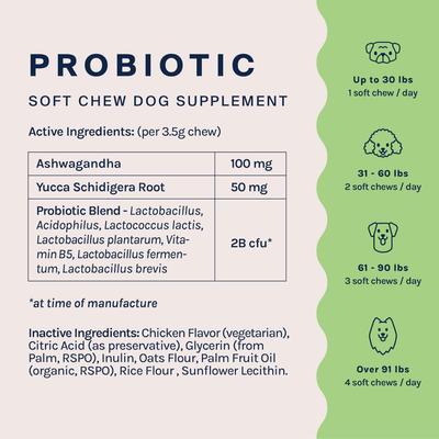 Probiotic Chew Supplement for Dogs, 30 count