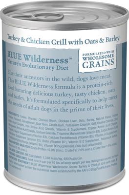 Wilderness Turkey & Chicken Grill with Oats & Barley Adult Wet Dog Food, 12.5-oz can, case of 12