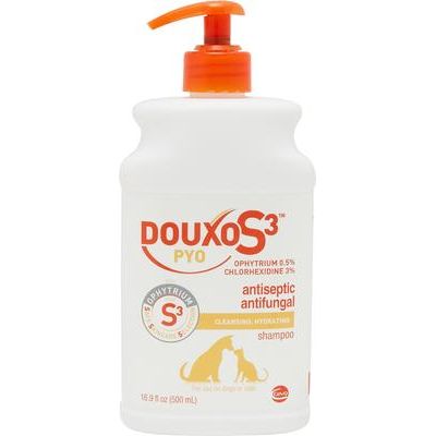 Champú antiséptico y antifúngico con clorhexidina para perros y gatos PYO, botella de 16.9 oz