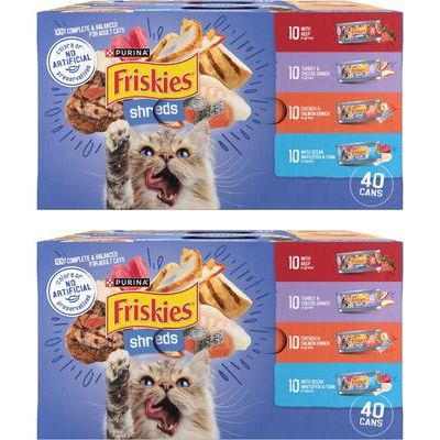 Comida enlatada para gatos Shreds in Gravy, paquete variado, lata de 5.5 oz, caja de 80